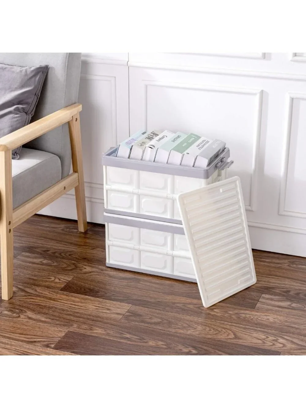Collapsible Storage Bins with Lids 30L - Stackable Utility Crates for Home